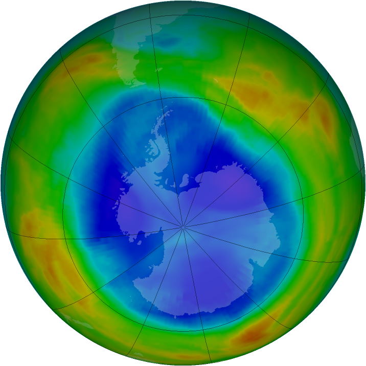 Antarctic ozone map for 23 August 1996